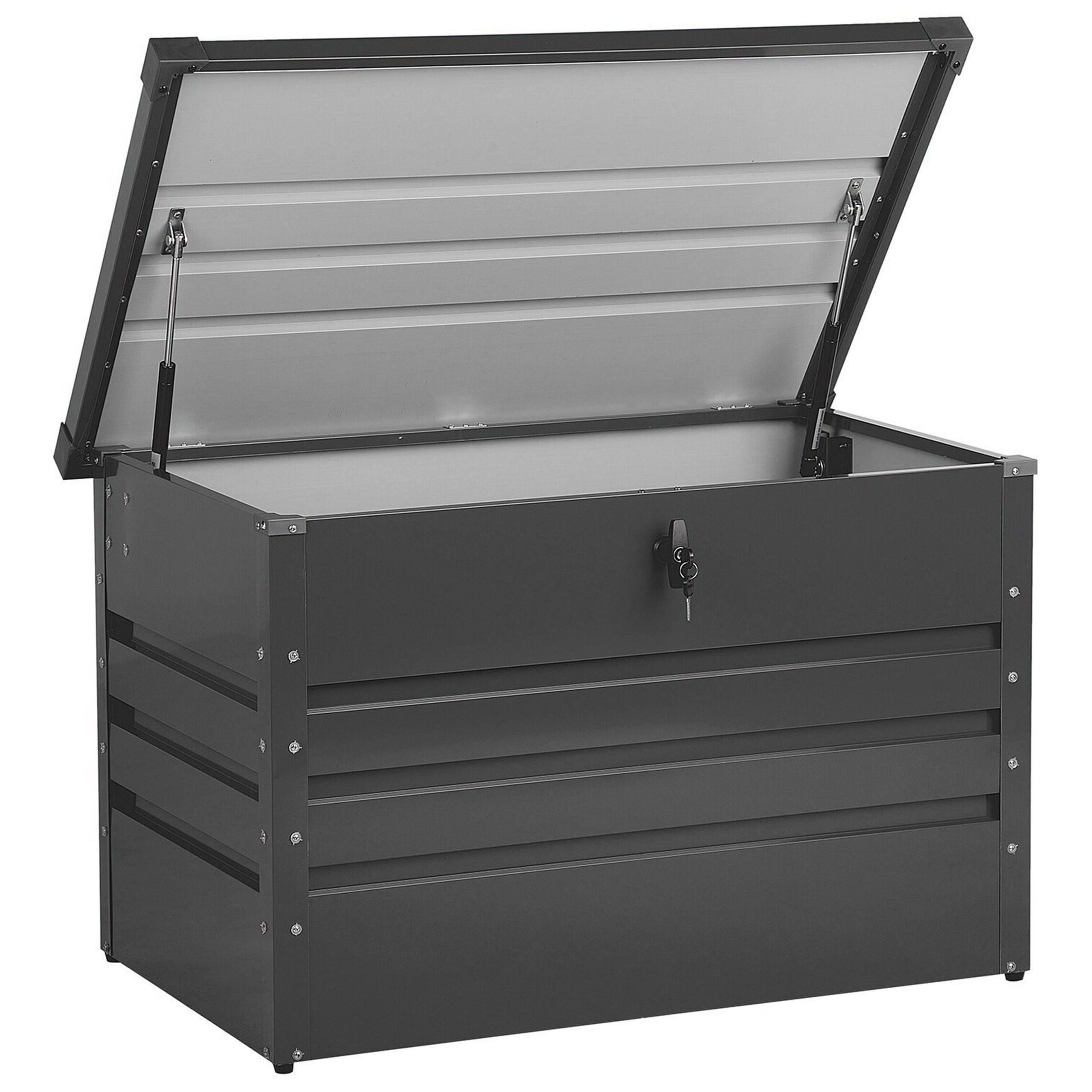 AUFLAGENBOX Stahl graphitgrau 100/62 cm Cebrosa - Graphitfarben, Metall (100/64/62cm) - Beliani