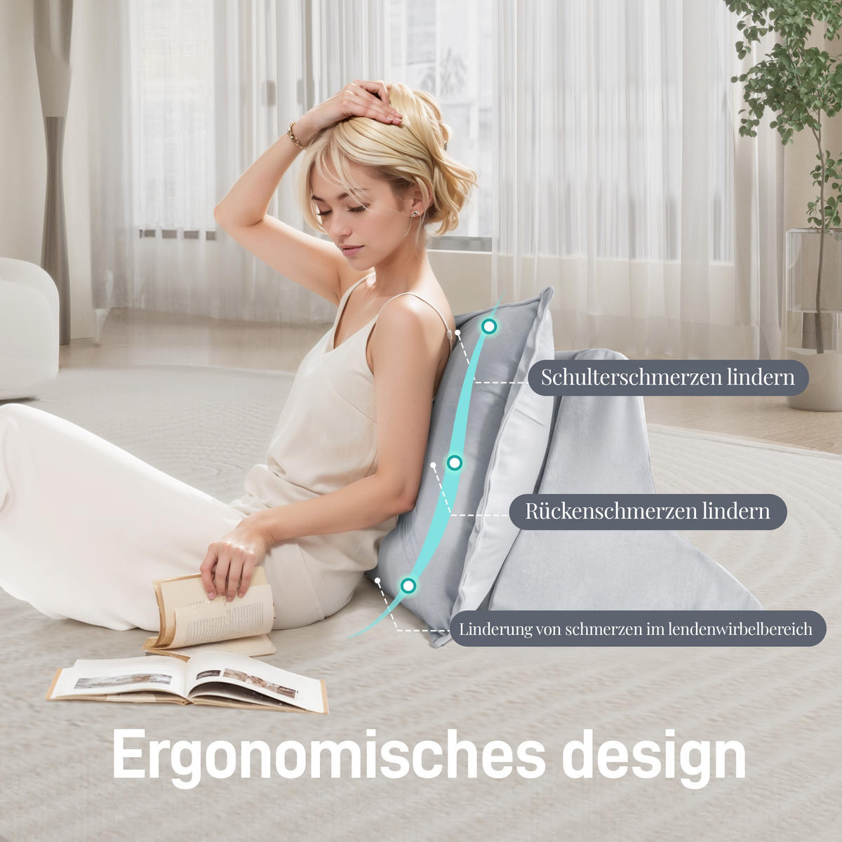 RÜCKENKISSEN - Grau, Textil (58/75cm) - Vercart