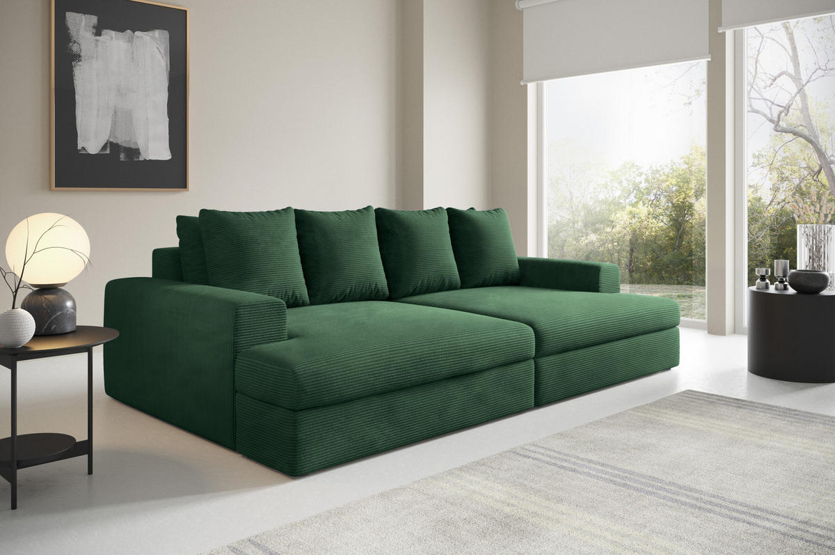 SOFA 4-Sitzer Cord Grün - Grün, Textil (167/42/272cm) - Furnisell