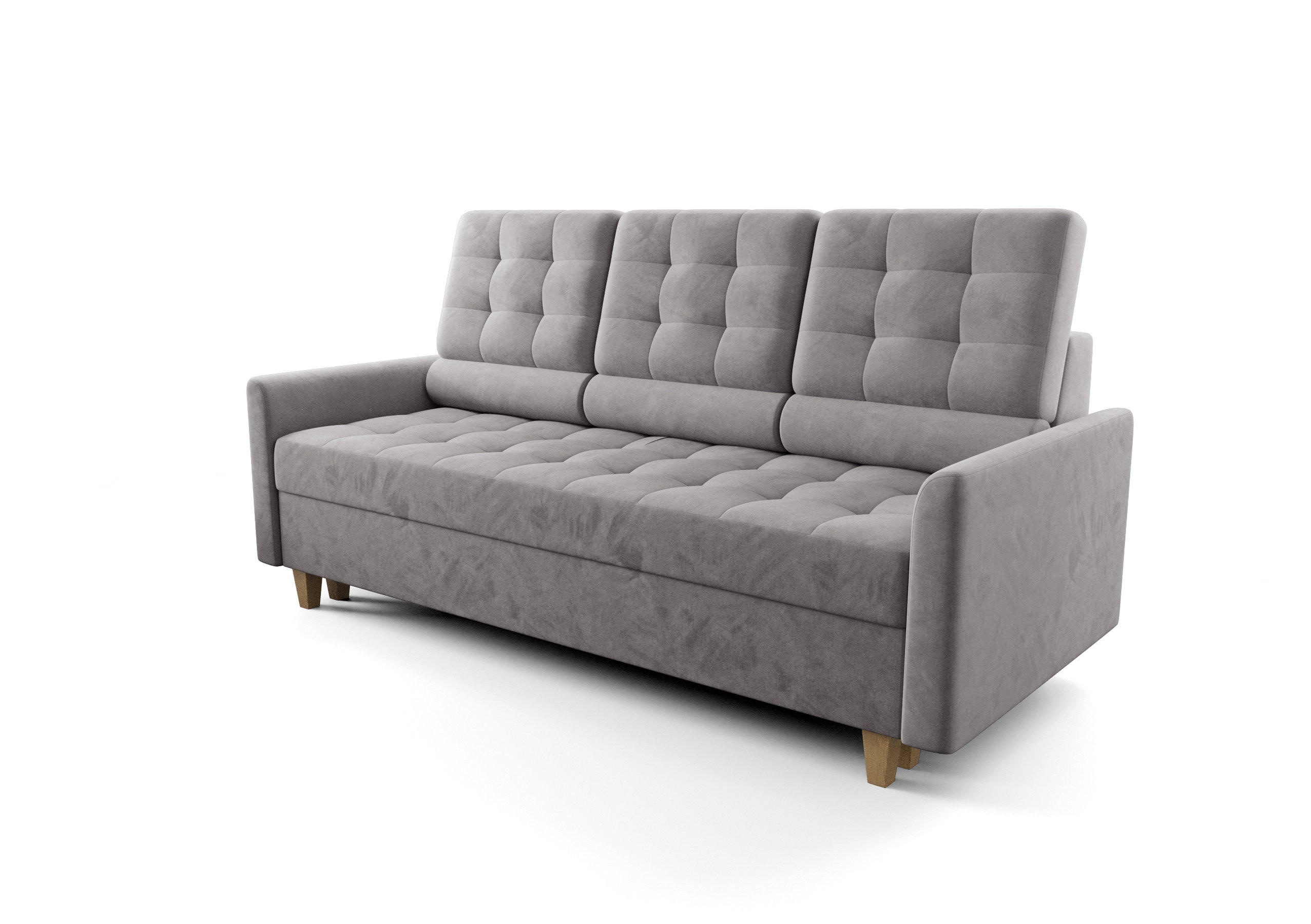 SCHLAFSOFA KONGO 03, Sofa mit Schlaffunktion, Farbe: Grau, Velourstoff - Grau, Textil (215/103/96cm) - O-Sofa