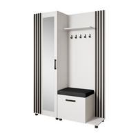 GARDEROBENSCHRANK Livia mit Aufhängern und Spiegel, Weiß, rechts - Schwarz/Weiß, Holzwerkstoff (137/207/42cm) - Beautysofa