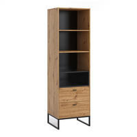 BÜCHERREGAL Randy 60/202/40 mit Schubladen - Schwarz/Eiche Artisan, Holzwerkstoff/Kunststoff (60/202/40cm) - Ravio