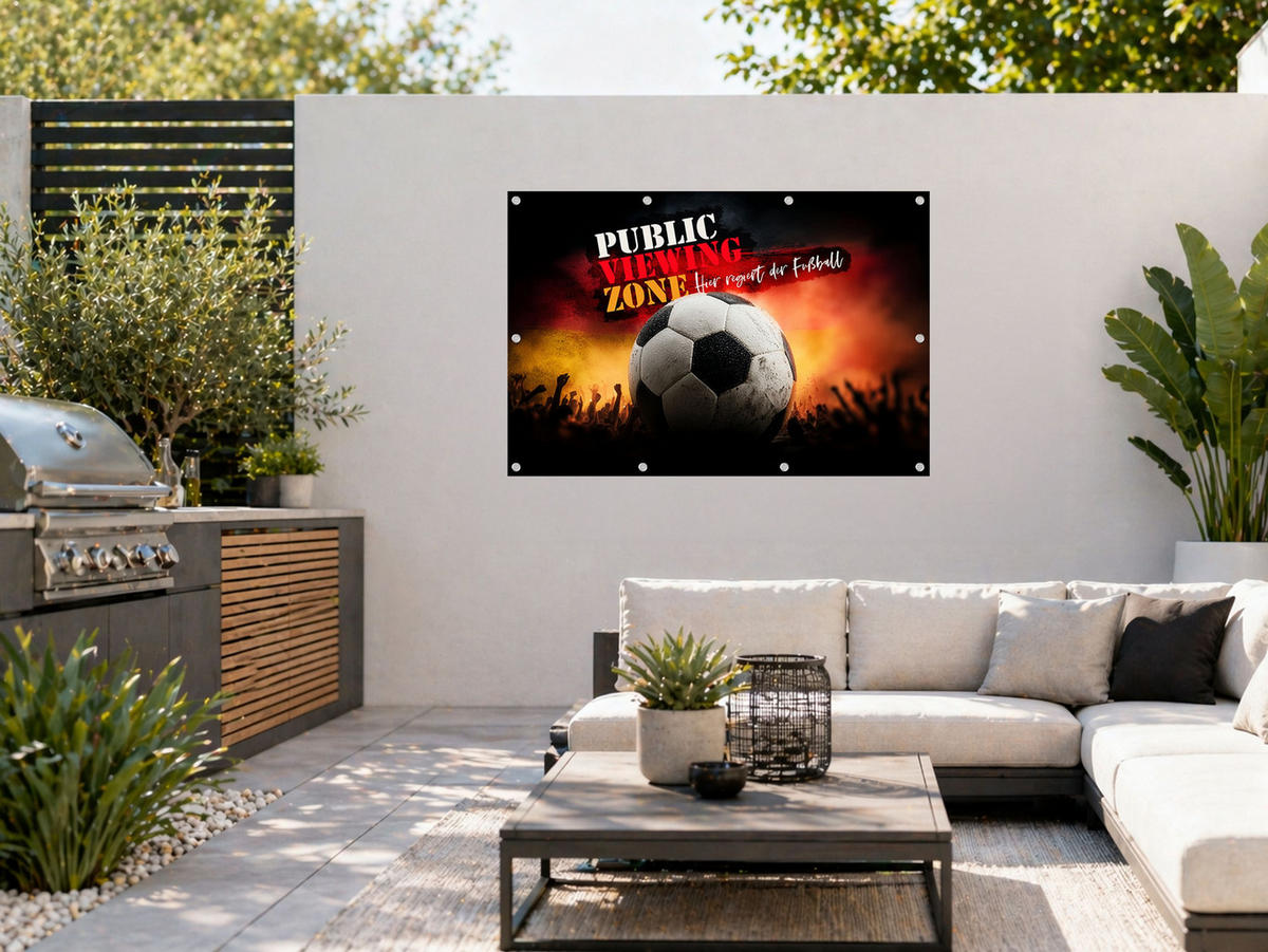 GARTEN-POSTER 120x80 cm Outdoor Deko Fußball WM - Goldfarben, Kunststoff (120/80/2cm)