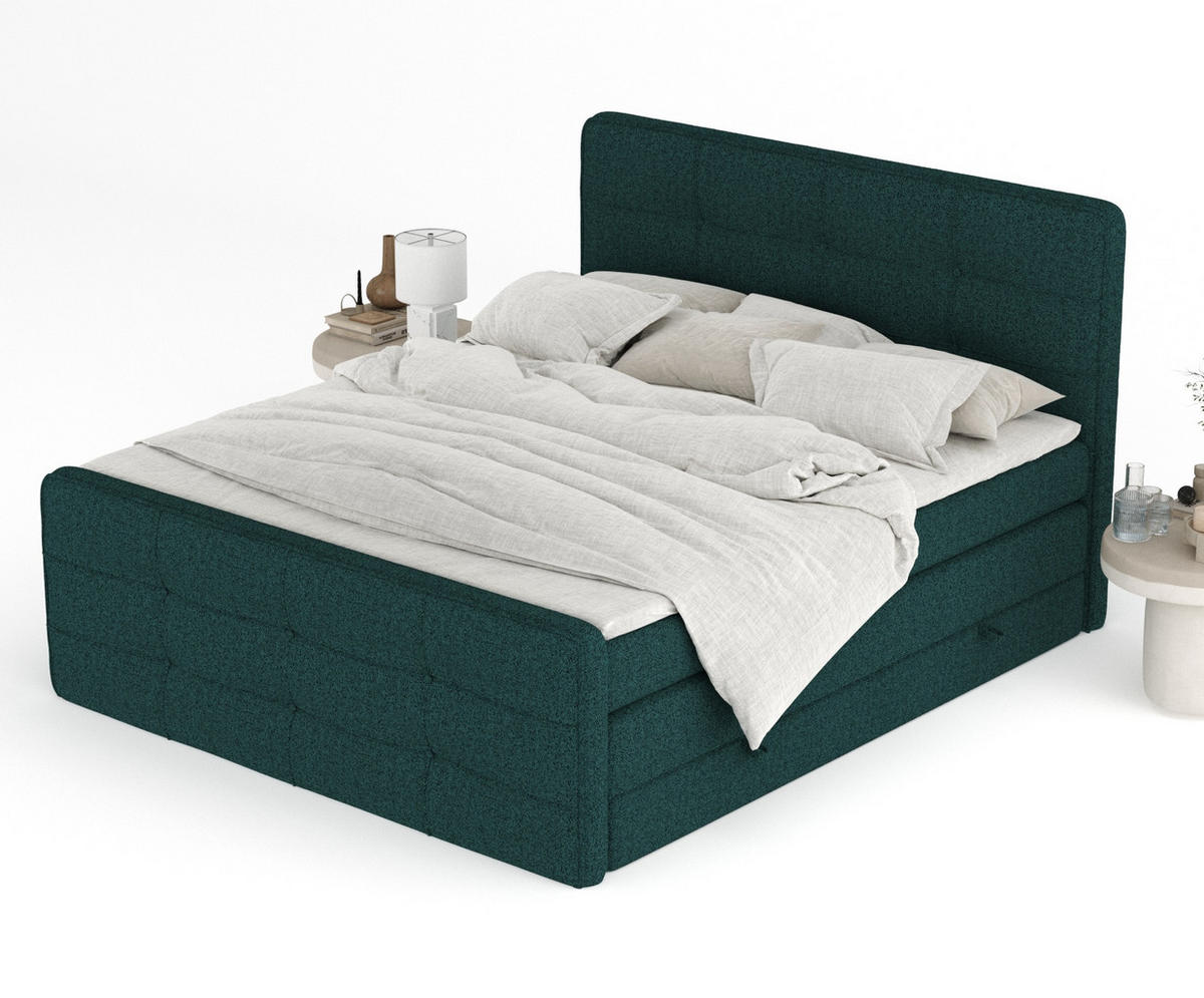 BOXSPRINGBETT Semplice Grün 180/200 cm - Schwarz/Grün, Holz/Holzwerkstoff (180/200cm) - Maison de Reve