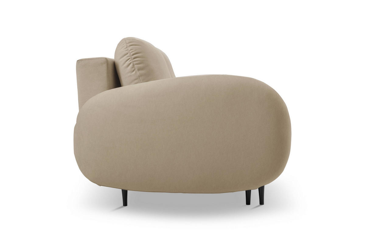 BETTSOFA AGIO Beige Plüsch-Stoff mit Schlaffunktion - Beige, Holz (232/95/109cm) - MASSENO