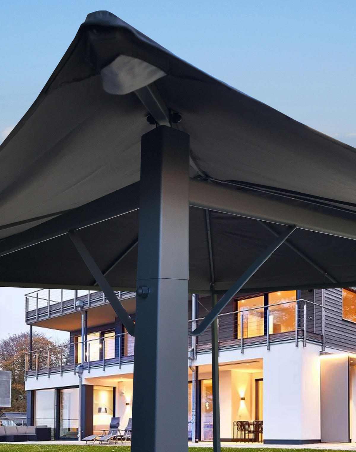 PAVILLON Nizza 3x3m Grau inkl. Seitenwand Set - Grau, Metall (300/263/300cm) - QUICK STAR