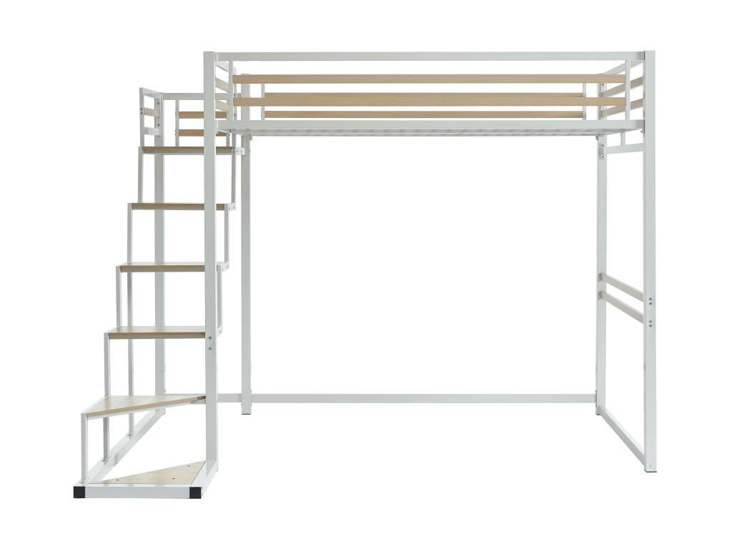 HOCHBETT - 140 x 200 cm - Metall & MDF - Weiß - JOGUI - Weiß, Metall - Vente-Unique