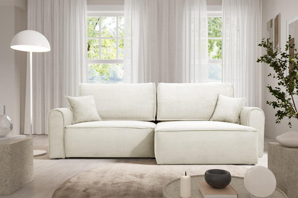 ECKSOFA mit Schlaffunktion Cremig - Beige, Textil (244/148cm) - Furnisell