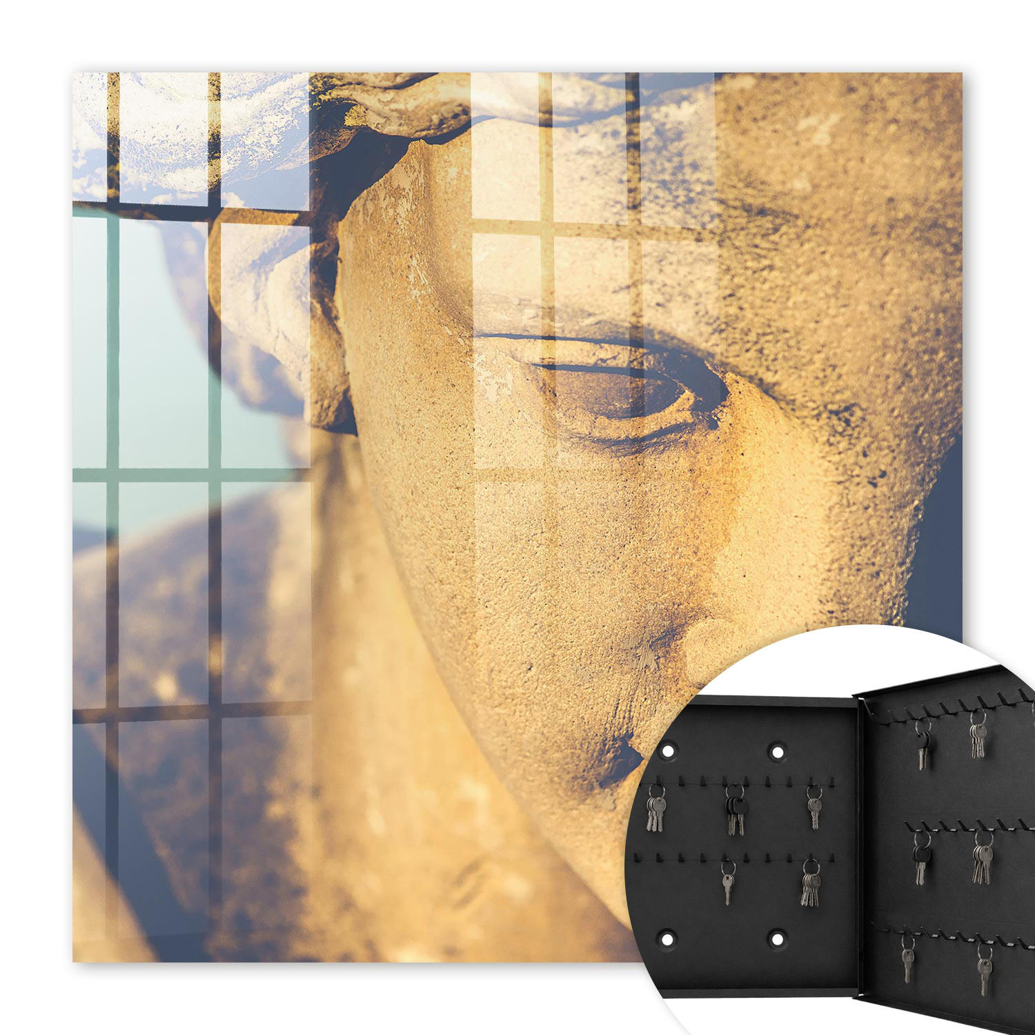 SCHLÜSSELBOX Schwarz 30x30 cm- Türöffnung nach rechts - Stille Eleganz - Gelb, Metall (30/30/5cm) - TULUP