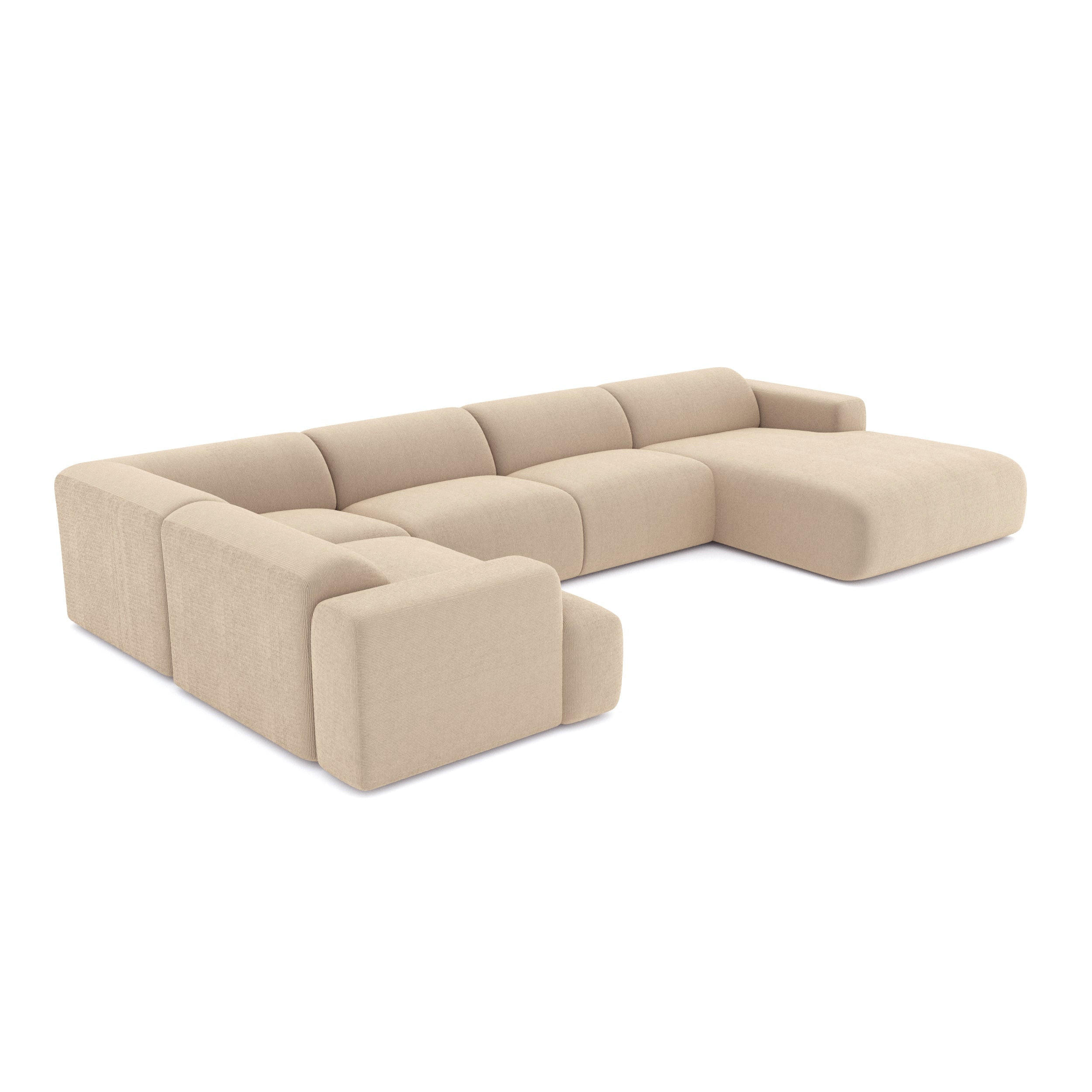 WOHNLANDSCHAFT Gerippter Samt Beige 354cm - Beige, Textil (354/73/200cm) - Sia Home