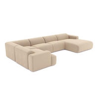 WOHNLANDSCHAFT Gerippter Samt Beige 354cm - Beige, Textil (354/73/200cm) - Sia Home