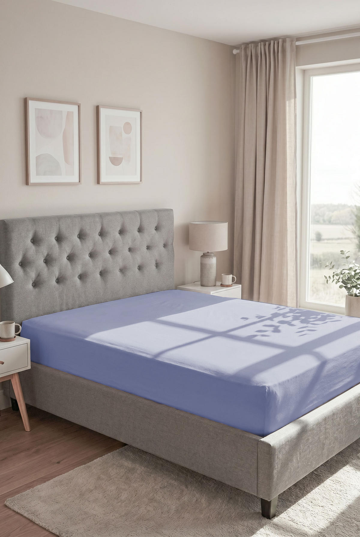 SPANNBETTTUCH Premium Frottee blau, 90x190 cm - 100x200 cm - Blau, Textil (100/200cm) - biberna