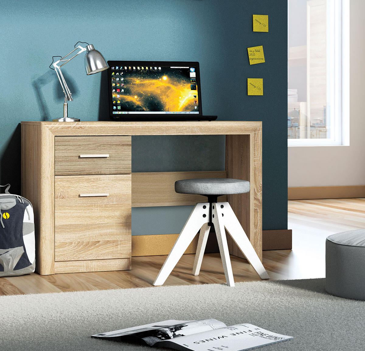 SCHREIBTISCH Castel Sonoma Eiche / Sonoma Eiche Trüffel 120 / 58 / 78cm - Braun/Sonoma Eiche, Holz/Holzwerkstoff (58/120/78cm) - Feldmann-Wohnen