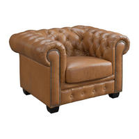 CHESTERFIELD Ledersessel - Büffelleder - Karamellbraun - BRENTON - Braun, Leder (96/73/105cm) - Vente-Unique