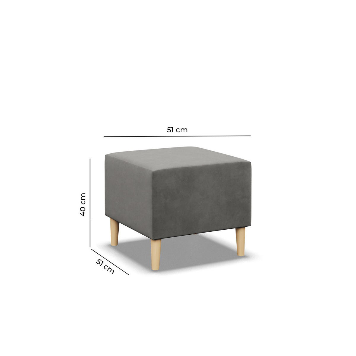 SITZPOUF 50 X 50 BLANK, Dunkelgrau - Dunkelgrau, Textil (51/40/51cm)