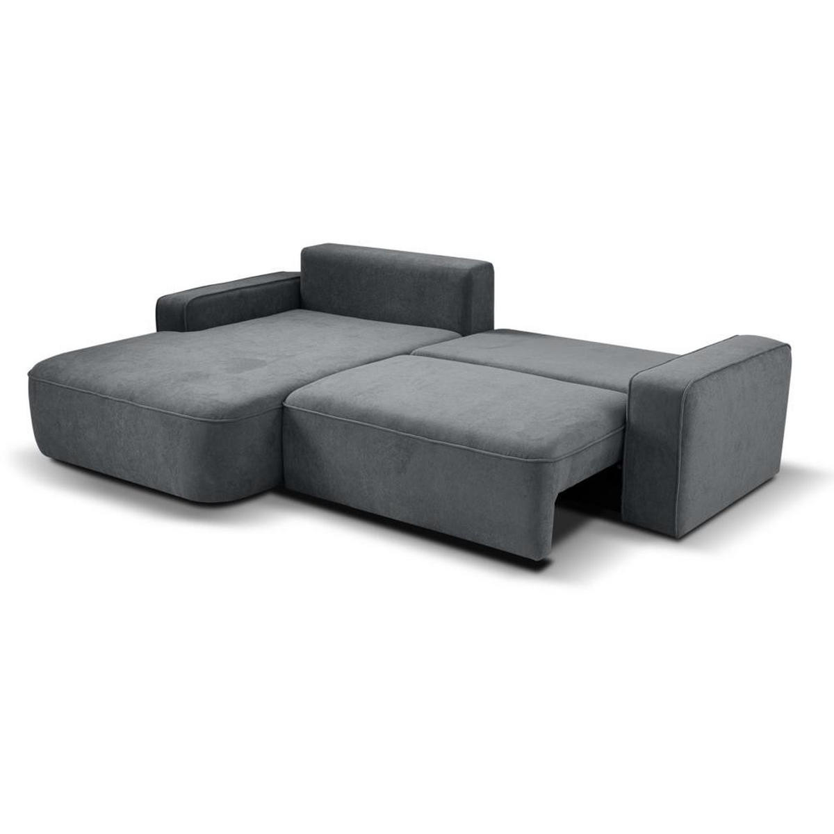 ECKSCHLAFSOFA Torre grau velours links - Grau, Textil (258/171cm) - Beautysofa