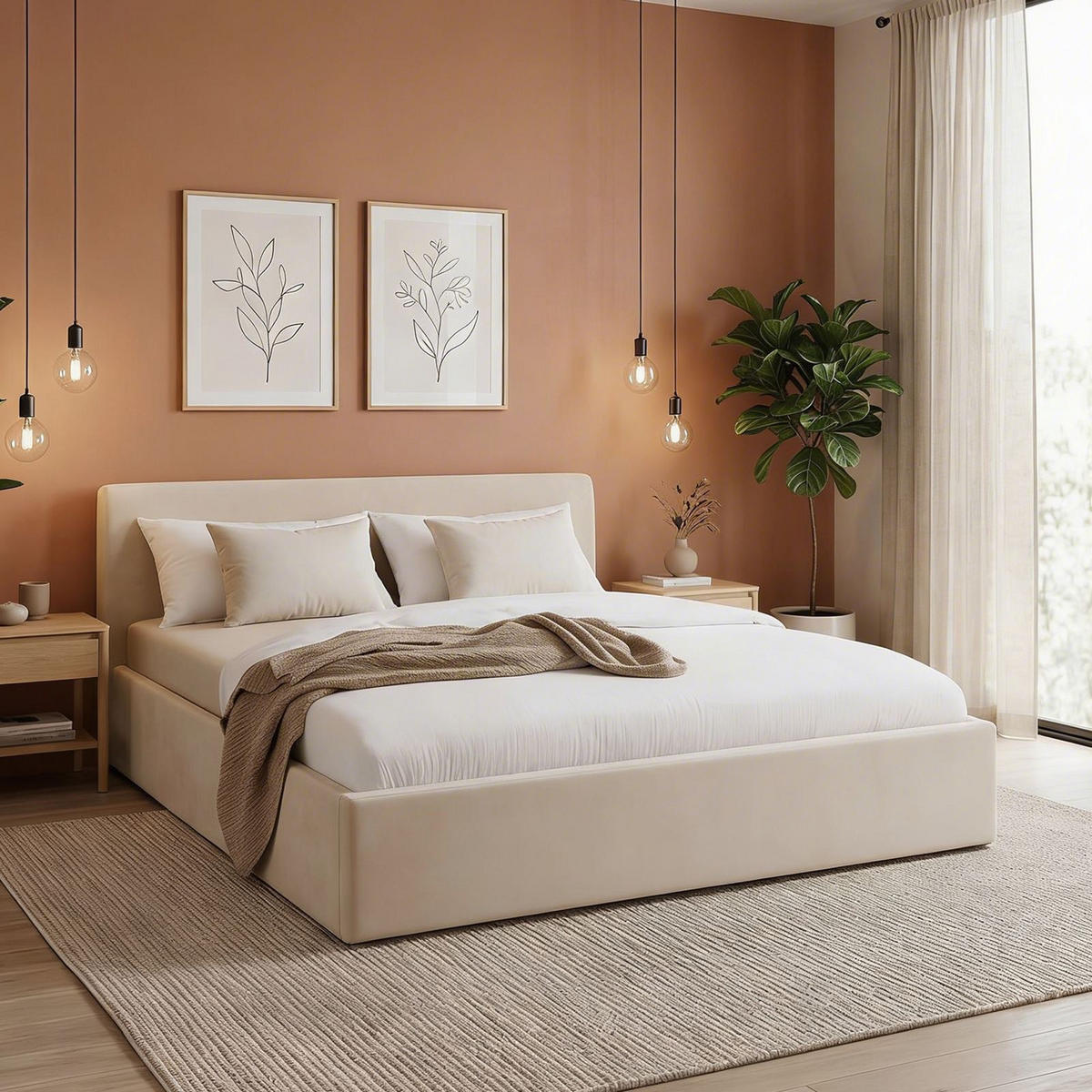 POLSTERBETT DREAM 180X200 CM - Creme, Textil (180/200cm) - IDIMEX