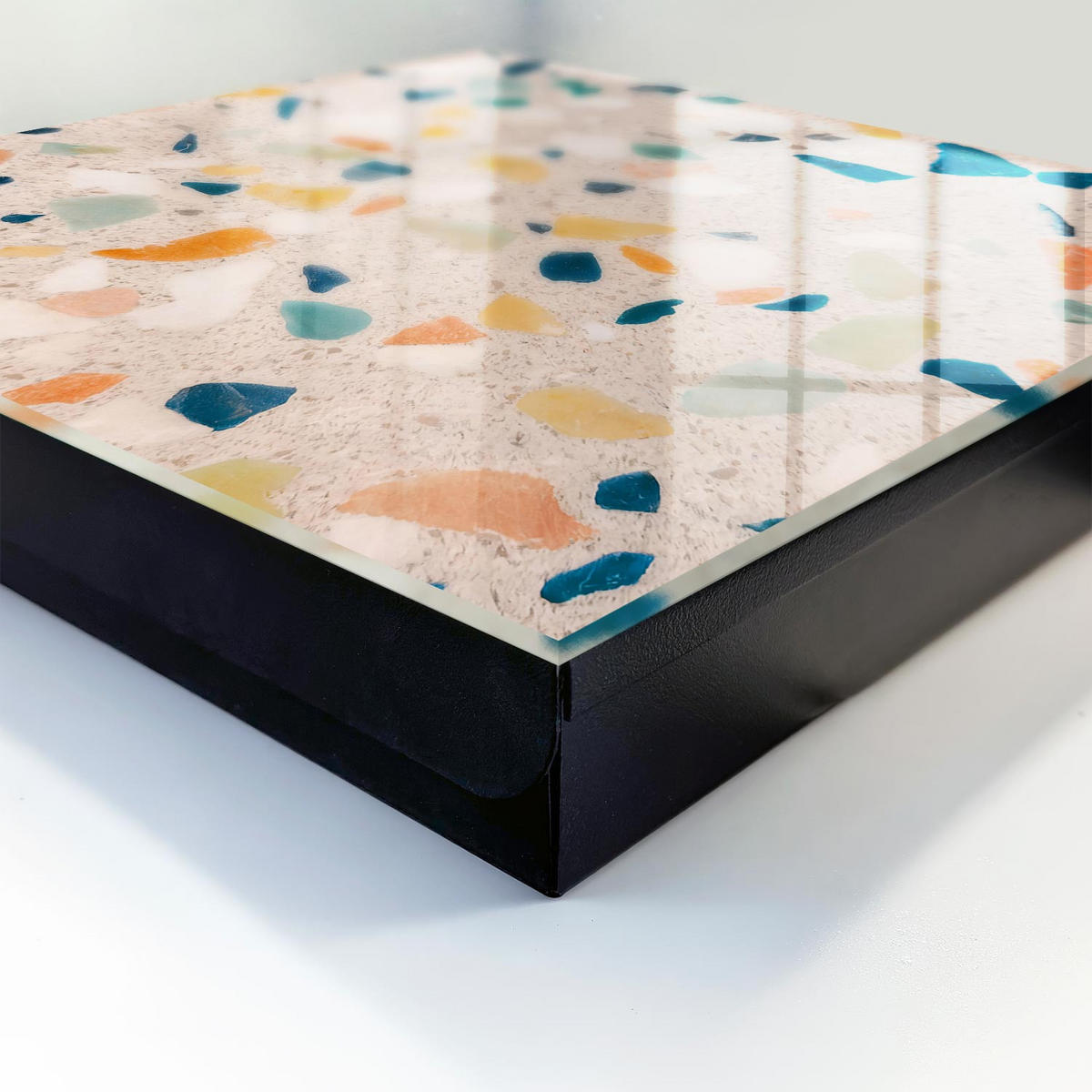 SCHLÜSSELBOX Schwarz 30x30 cm- Türöffnung nach rechts - Kreatives Mosaik - Weiß, Metall (30/30/5cm) - TULUP