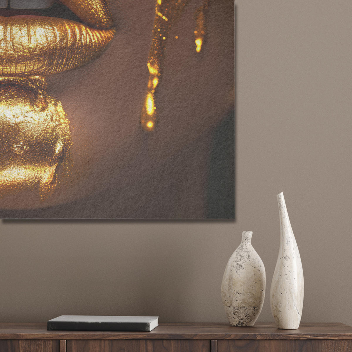 AKUSTIKPANEEL Frau - Gold - Luxus - Porträt 80x60 cm - Goldfarben, Textil (80/0.9/60cm) - MuchoWow