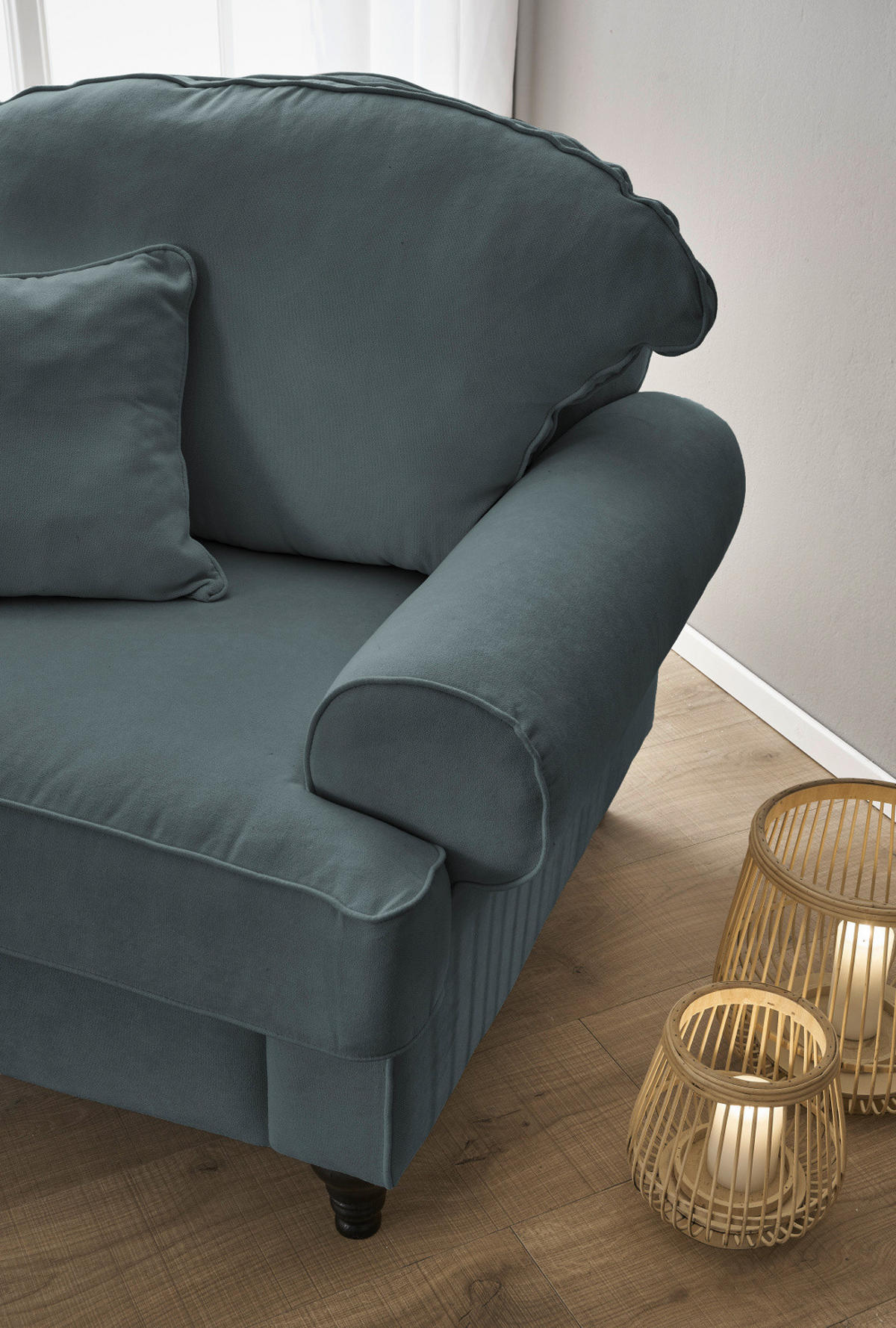 SESSEL grau Landhaus, Loungesessel 110 cm - Braun/Grau, Holz/Textil (110/95/100cm) - Furn.Design