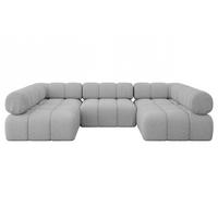 WOHNLANDSCHAFT modulares Sofa Garvo-U1 - 285x190x70 cm Hellgrau Bouclé - Hellgrau, Holzwerkstoff/Textil (285/70/190cm) - ALTDECOR