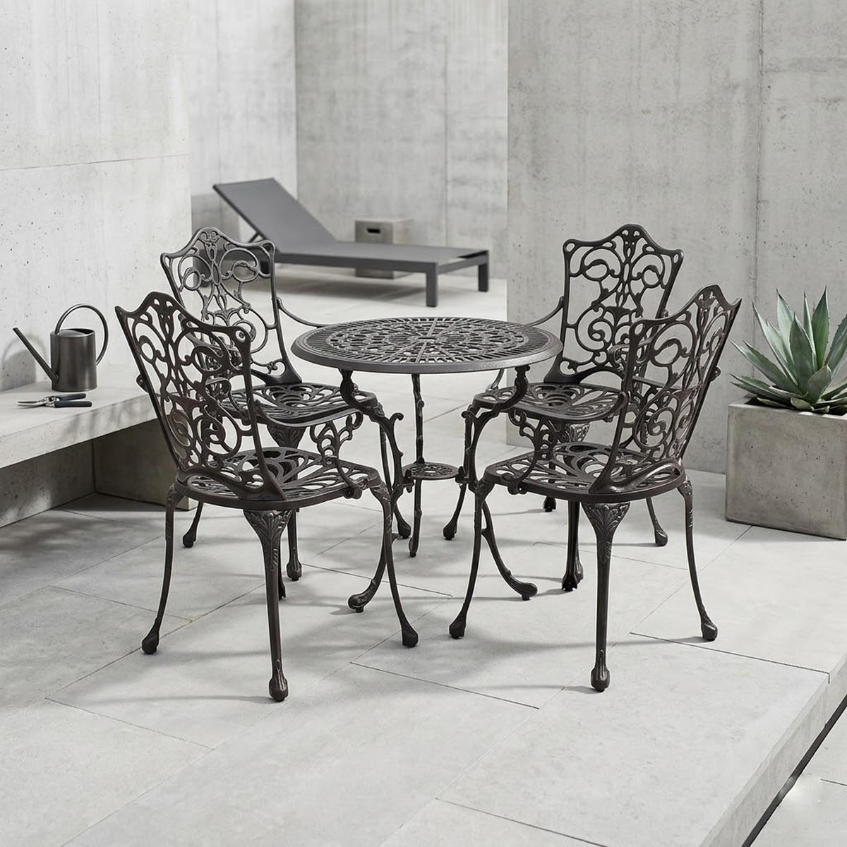 BISTROSET Boulder - Jugendstil - 5-teilig, Aluguss antik grau - Grau, Metall - TPFGarden