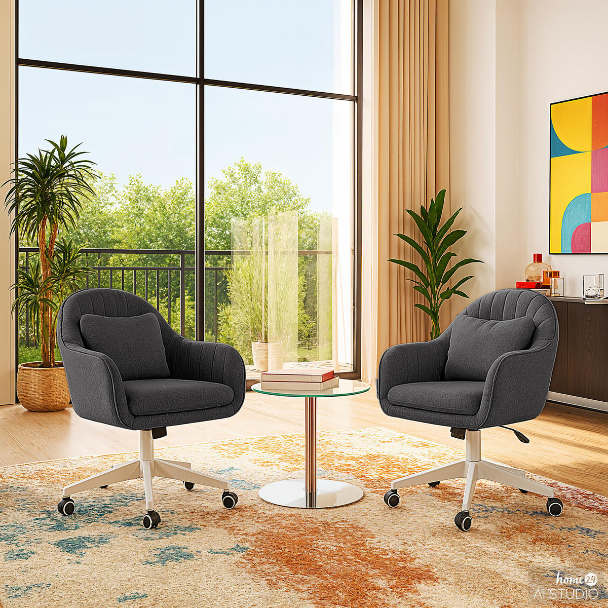 BÜRODREHSTUHL - Microfaser / Kunststoff - Anthrazit, Kunststoff (59/93/65cm) - home24
