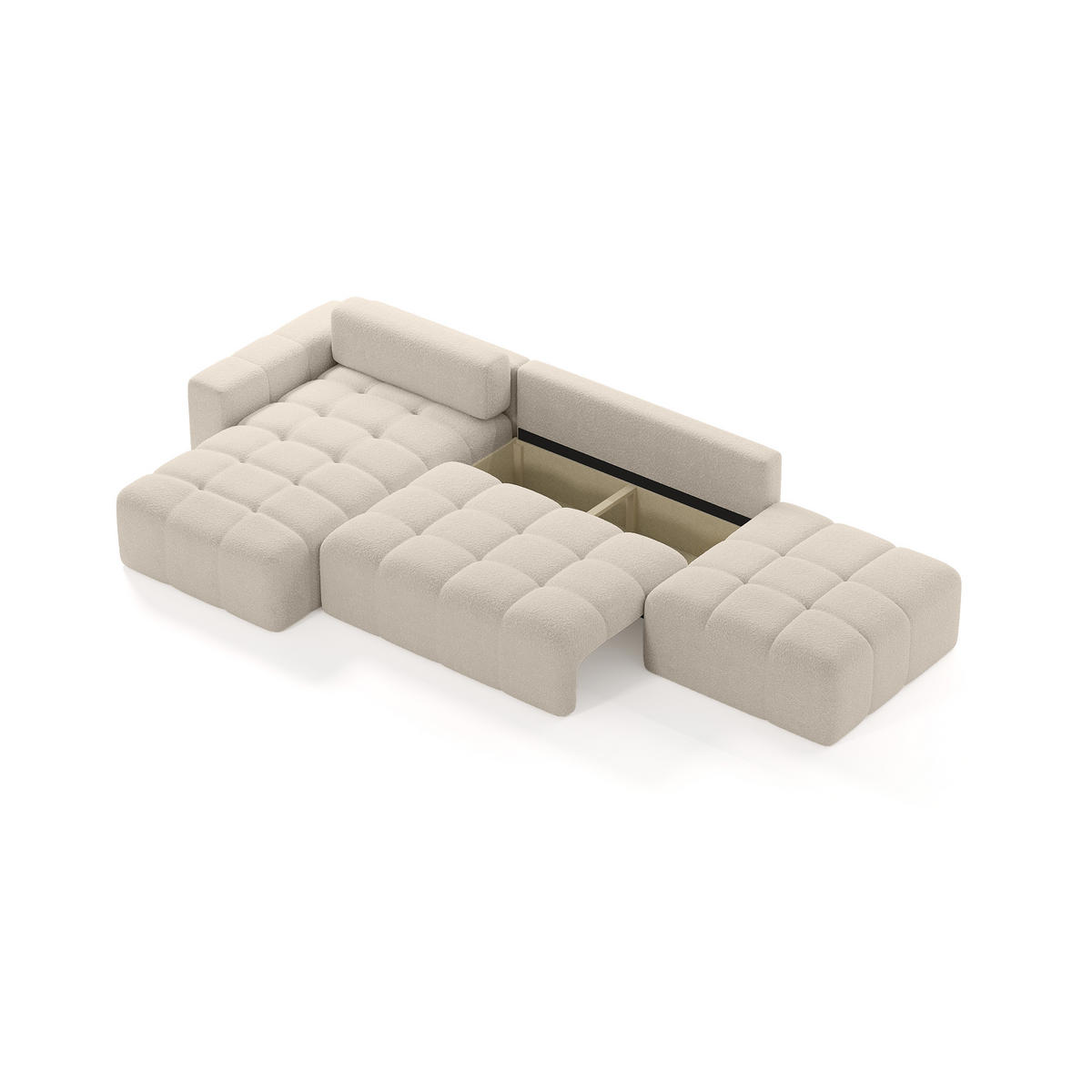 ECKSOFA RIFU LA mit Schlaffunktion, Beige - Beige, Textil (363/185cm) - Fedve