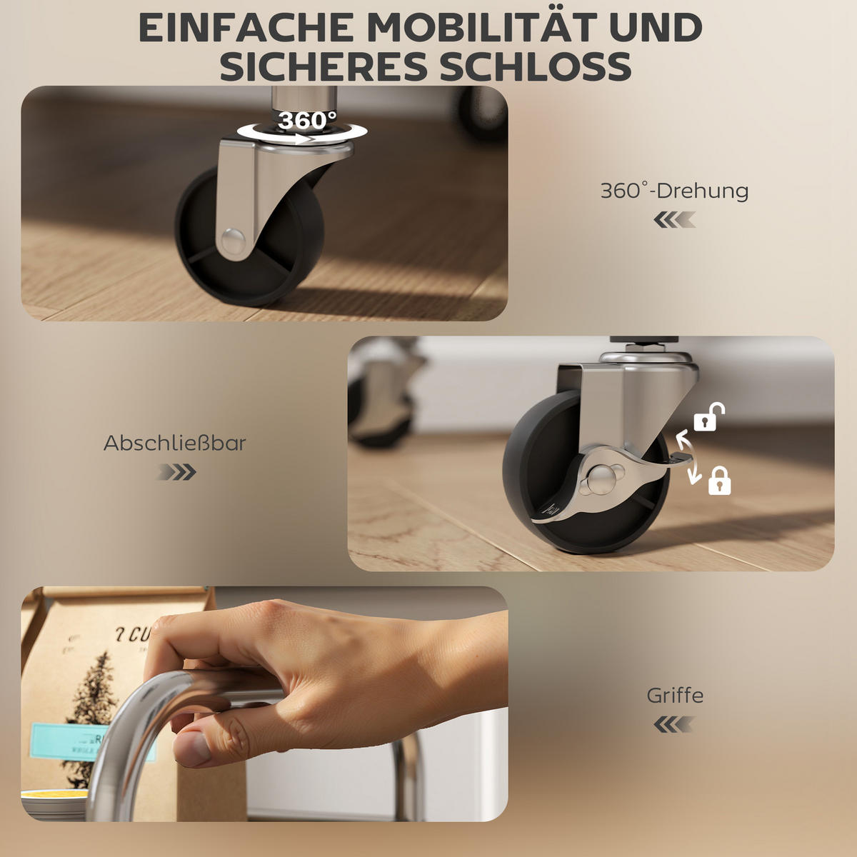 SERVIERWAGEN Edelstahl Silber - Silberfarben, Metall (35/100/60cm) - HOMCOM