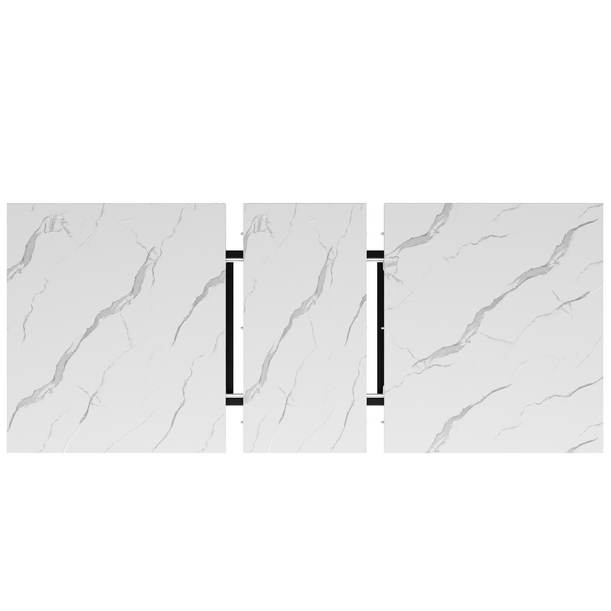 ESSTISCH 140-180x80x76 cm in Weiß und Schwarz aus MDF mit Marmoroptik und Teleskopfunktion - Weiß, Holzwerkstoff (179/80/75.5cm) - Modfu