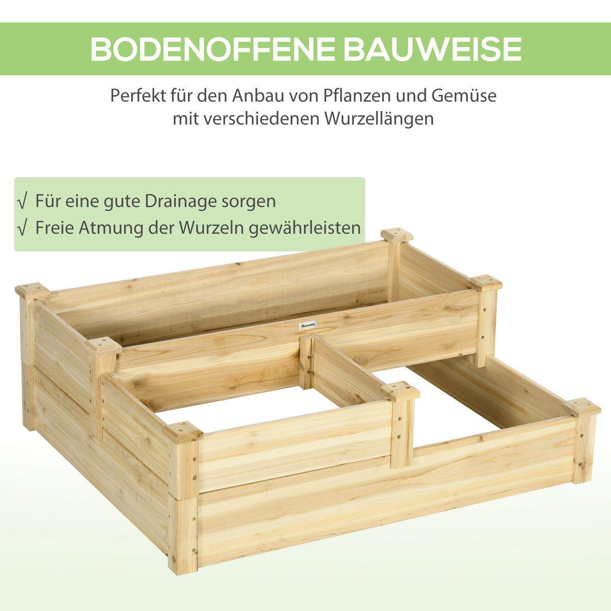 HOCHBEET, Tanne, Naturholz - Naturfarben, Holz (88/36/108cm) - Outsunny