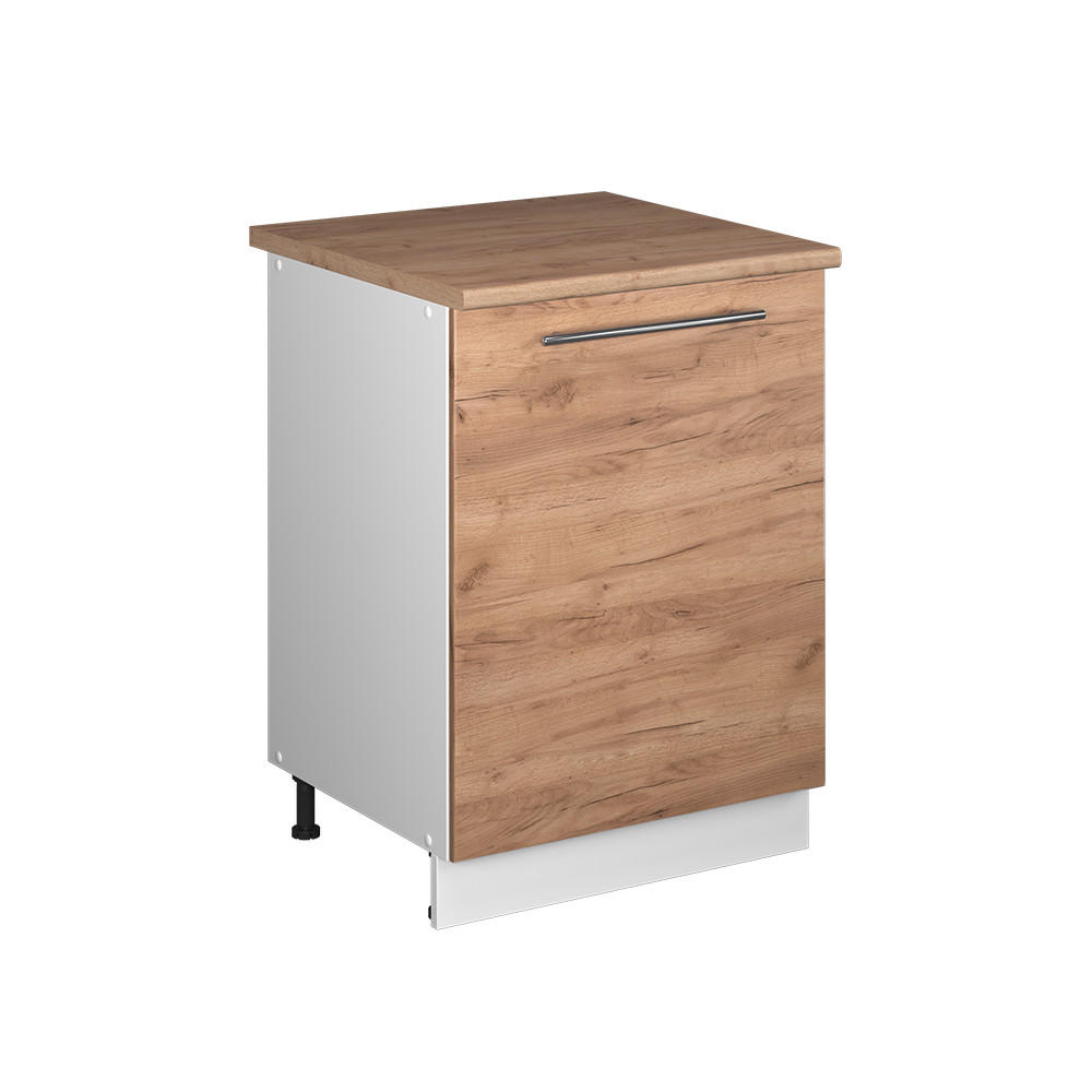 KÖKSUNDERSKÅP Fame-Line, Goldkraft ek/Vit, 60 cm 1 dörr med bänkskiva Ekfärgad, Vit 82/60/60 cm