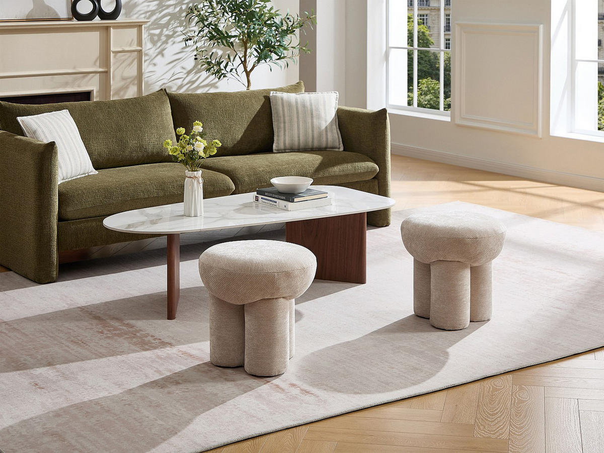 SITZHOCKER - 1 Person - Stoff - Beige - KUMBODA - Beige, Textil (41/43.5/41cm) - Vente-Unique