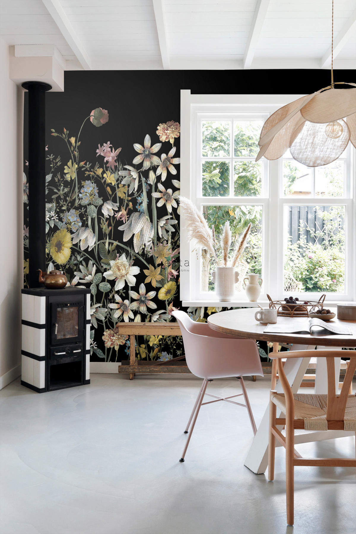 FOTOTAPETE Feldblumen 150 x 279 cm - Schwarz, Papier (150/279cm) - ESTAhome