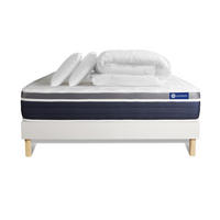 BETT Actilatex confort Latex und Memory-Schaum 180 x 200 cm h2 - Kit Bettgestell Weiß - Mit Kissen und Bettdecke - Beige/Weiß, Holz/Textil (180/200cm) - ACTISOM