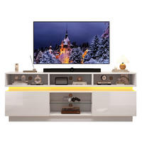 TV-LOWBOARD 160/35/60 cm weiß aus MDF mit Glasplatte und LED - Weiß, Holzwerkstoff (35/60/160cm) - OKWISH