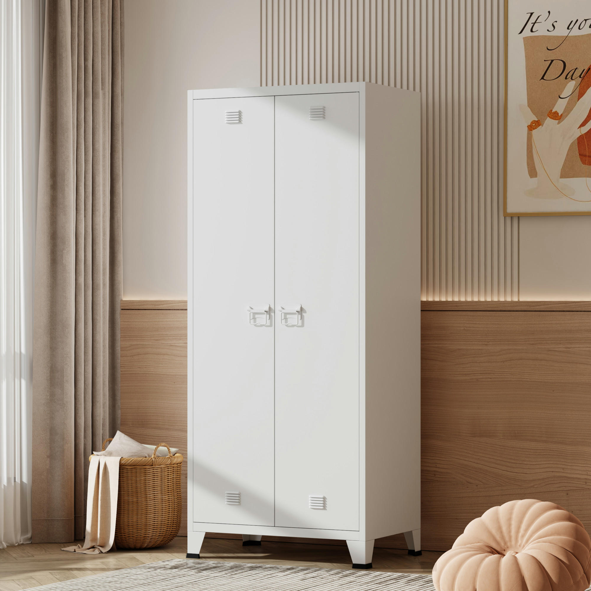 KLEIDERSCHRANK Hankasalmi - Weiß, Metall (90/180/40cm) - [en.casa]