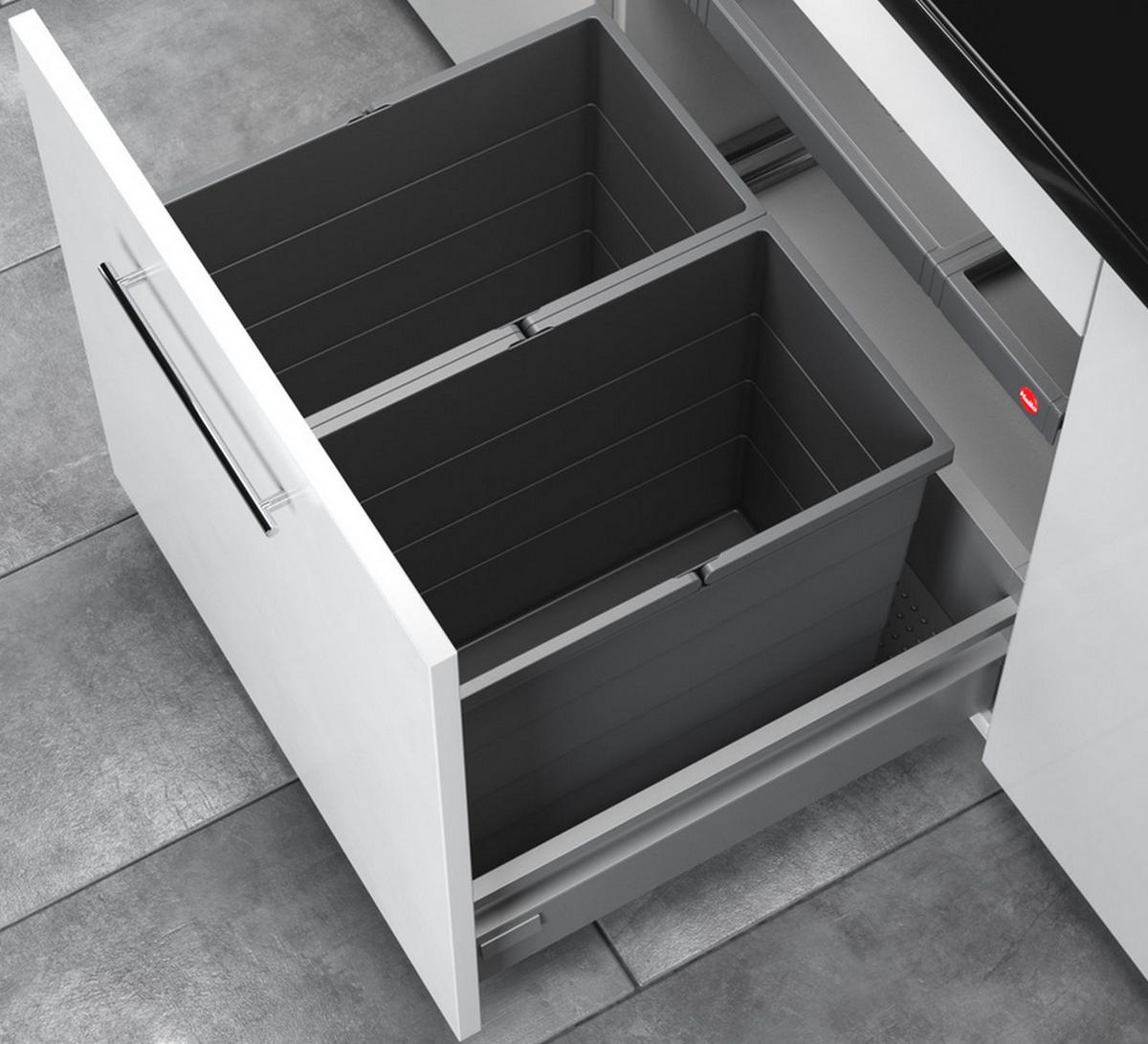HAILO Allegro System Mülleimer Abfall Küche Einbau 60cm Schublade 2x 28 Liter - Grau, Kunststoff (47.6/39.7/47.3cm) - Hailo