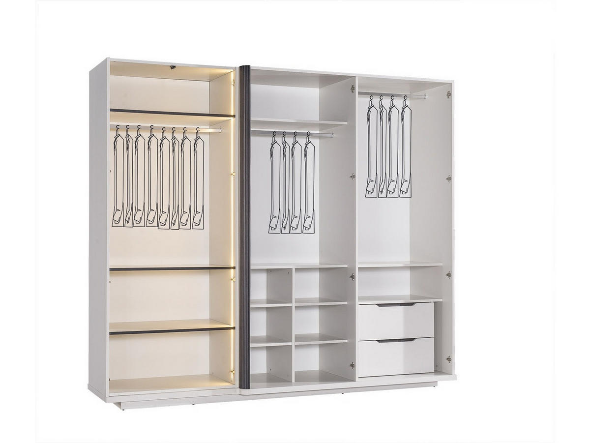 KLEIDERSCHRANK Barcelona 6 trg. - Anthrazit, Holzwerkstoff (250/220/65cm)