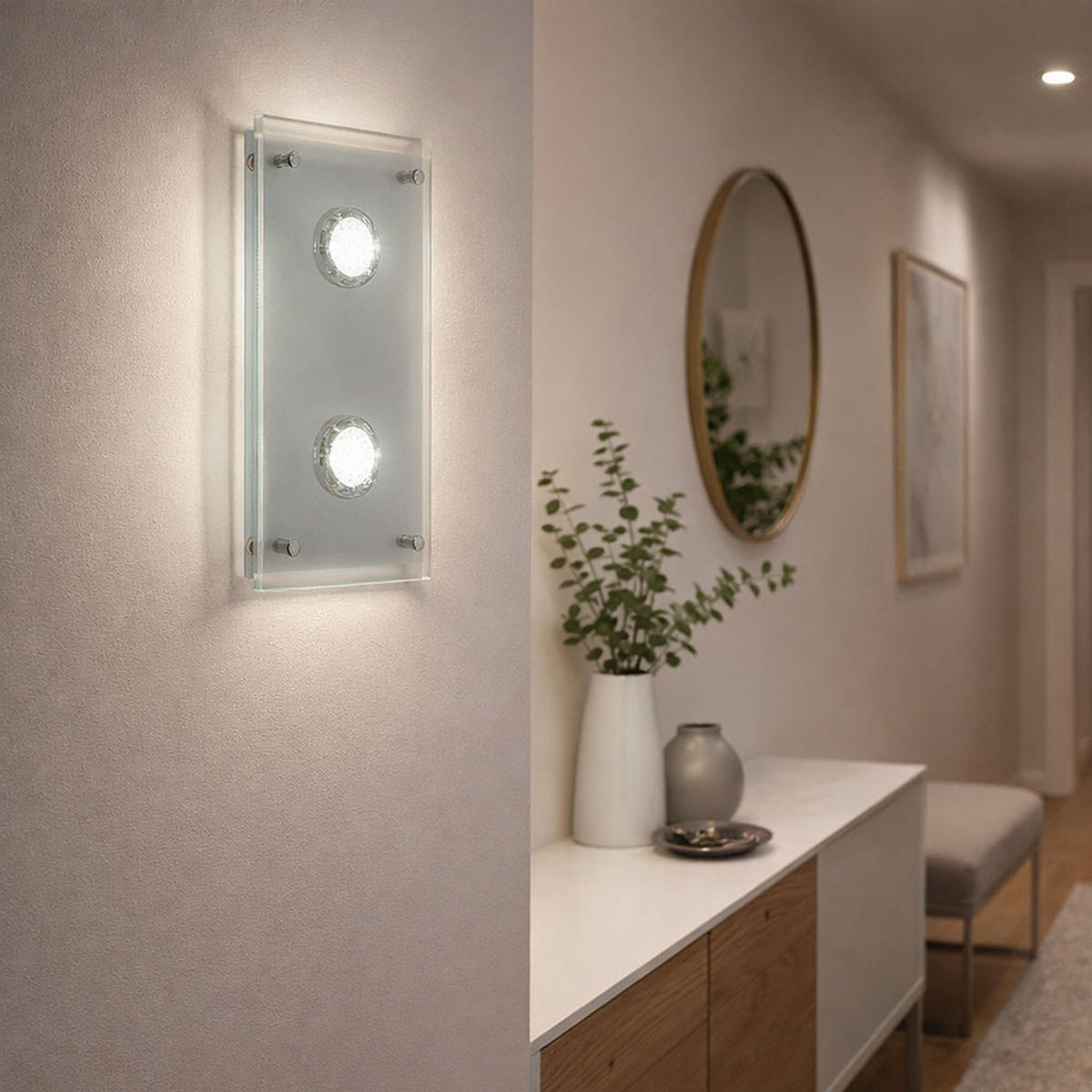 LED WANDLEUCHTE ARENA Chrom Silber - Silberfarben, Glas (34/8/20cm) - Esto