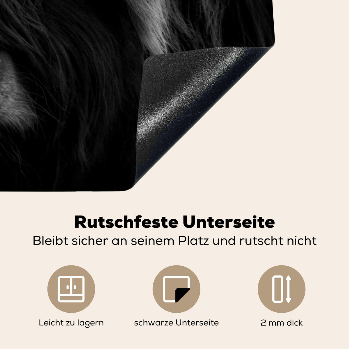 HERDABDECKPLATTE Schottischer Highlander - Kuh - Schwarz - Weiß - Tiere Herdabdeckung Induktionsfeld 75x52 cm - Schwarz, Kunststoff (75/52/0.2cm) - MuchoWow