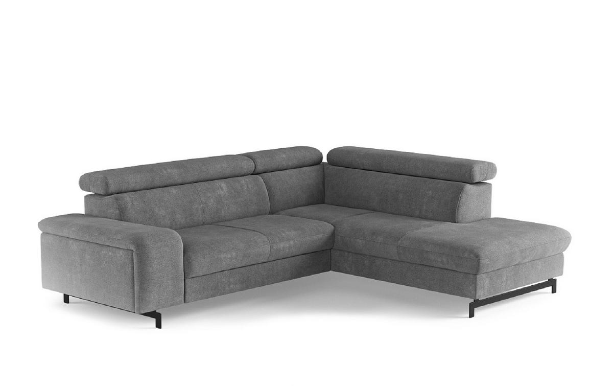 ECKSOFA mit Schlaffunktion und Bettkasten - Dunkelgrau/Schwarz, Kunststoff/Textil (215/262cm) - Cotta