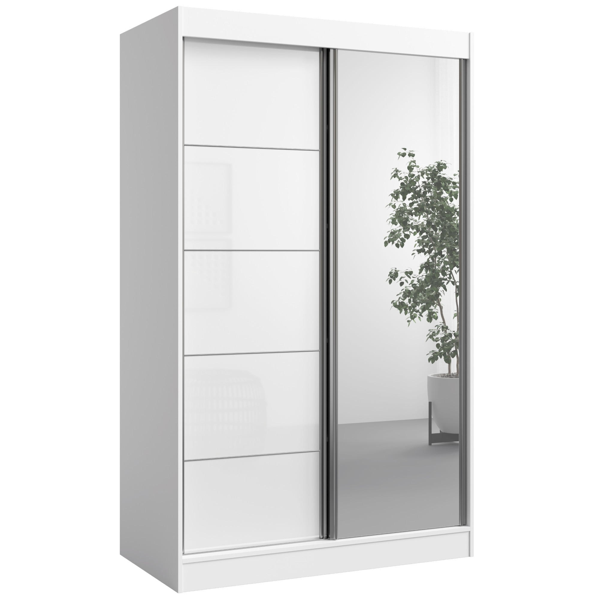 mzm24 SCHIEBETÜRENSCHRANK Weiß 120cm × 65cm × 201cm