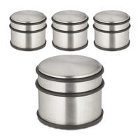 TÜRSTOPPER Silber Schwarz 4er-Set Edelstahl 7,5x9 cm - Silberfarben, Kunststoff/Metall (9/9cm) - Relaxdays
