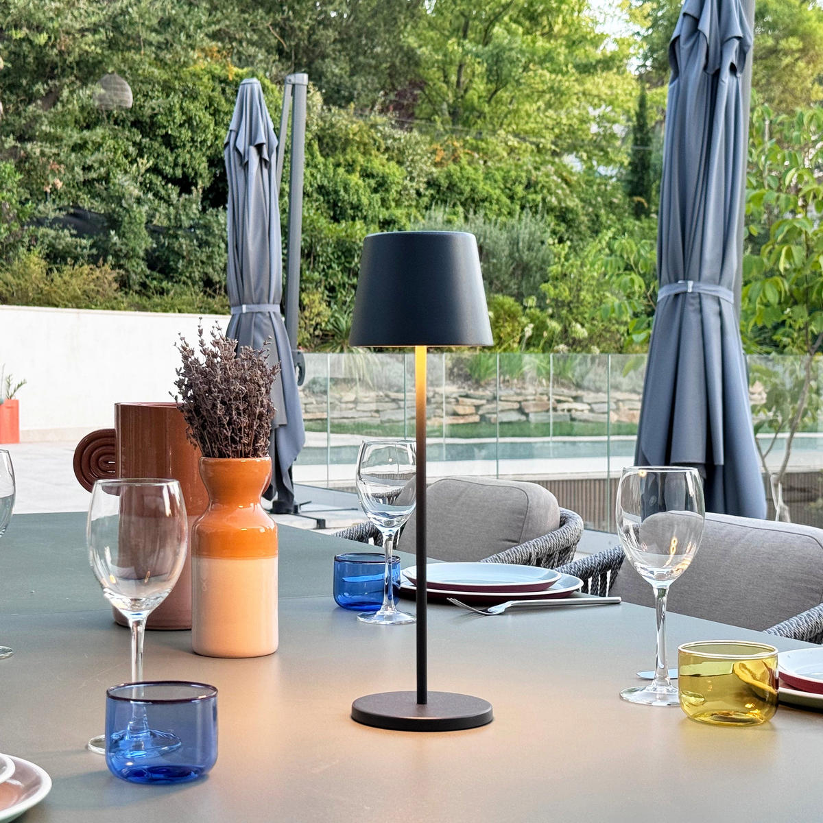 TOUCH-TISCHLAMPE KELLY schwarz - Schwarz, Metall (11.3/11.3/38cm) - Lumisky