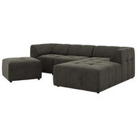 ROHOVÁ SEDAČKA VORITA L 4M - Tmavě šedá Samet - Pravá - černá/tmavě šedá, textil/plast (176/267cm) - MKS