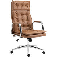 CHEFSESSEL Echtleder Hellbraun - Chromfarben/Hellbraun, Leder/Metall (60/111/65cm) - CLP