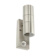 AUSSENWANDLEUCHTE Edelstahl GU10 IP44 mit PIR-Bewegungsmelder - Edelstahlfarben, Metall (6.9/22/10.2cm) - CGC Europe