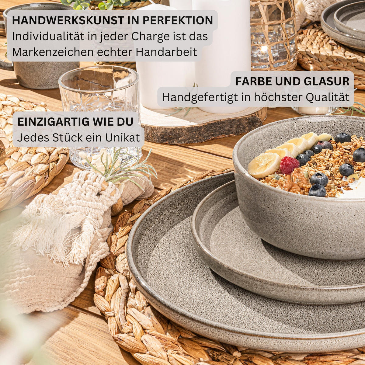 PASTASCHALEN SET KAIRO CLAY - 4 teilig aus Steingut - Grau, Keramik (26.5cm) - Sänger