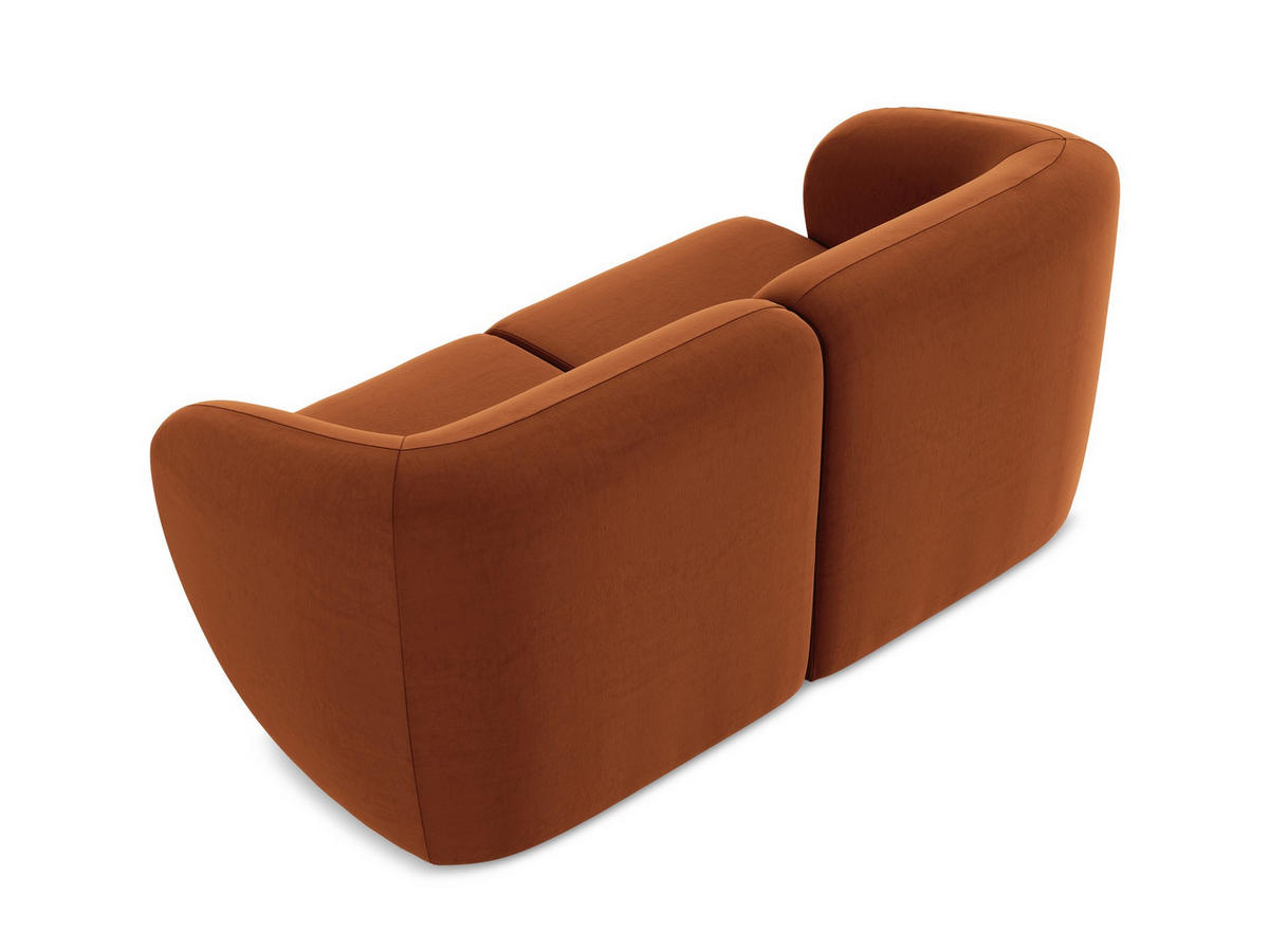 2-SITZER-SOFA Samt Stoff Orange - Terra cotta/Schwarz, Holzwerkstoff/Kunststoff (174/75/94cm) - Makamii